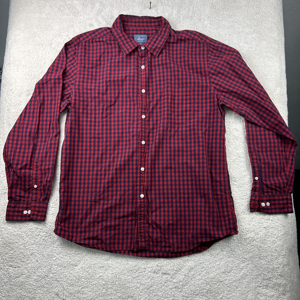 G.H. Bass Mens Red/Blue Long‎ Sleeve Button Down Plaid Shirt Size Xl Western